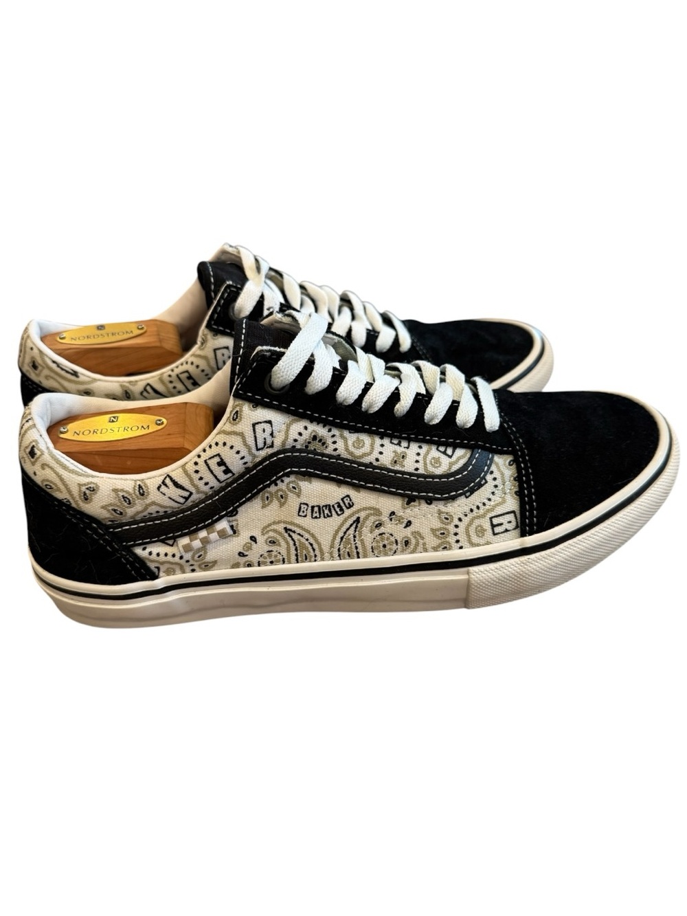 Vans Black and Cream Paisley Old Skool Sneakers - Men's 10.5